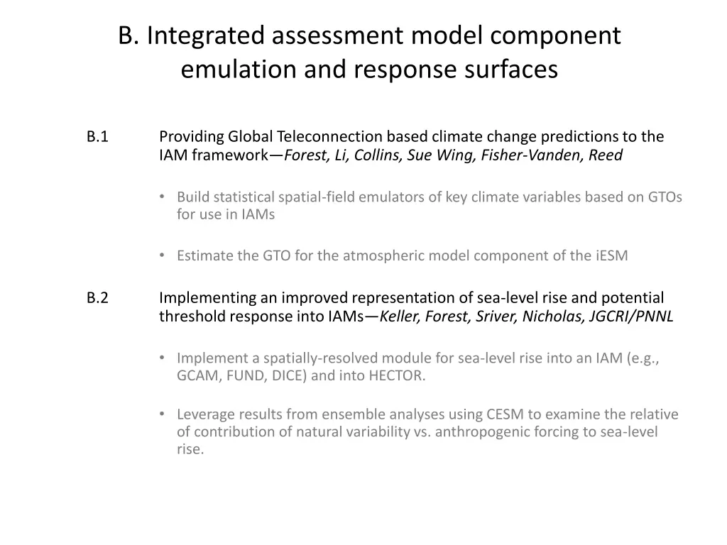 b integrated assessment model component emulation