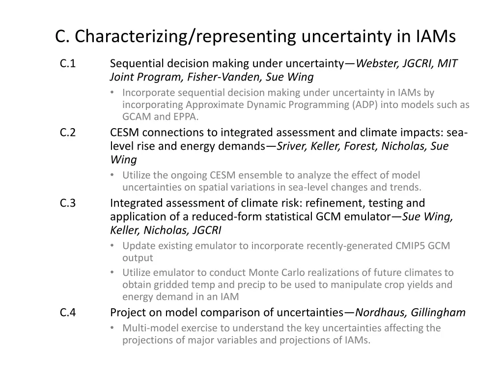 c characterizing representing uncertainty in iams