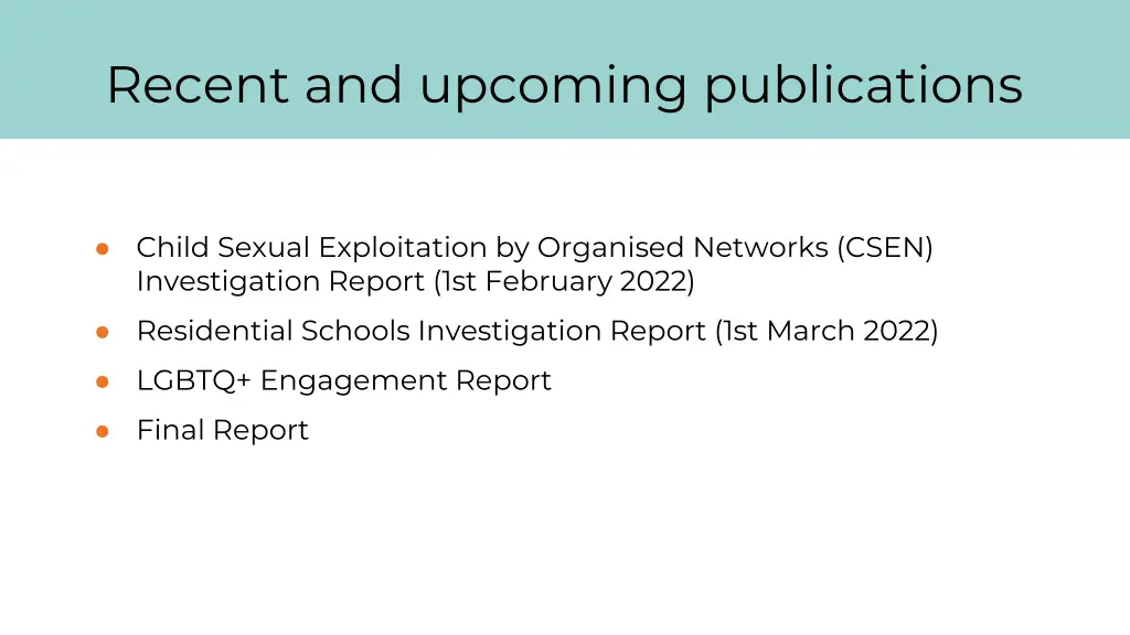 recent and upcoming publications
