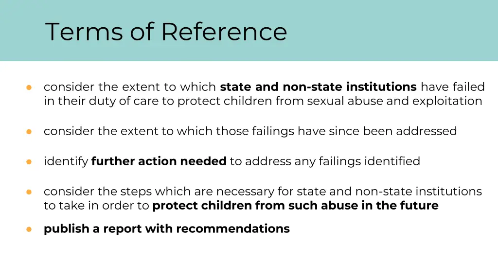 terms of reference