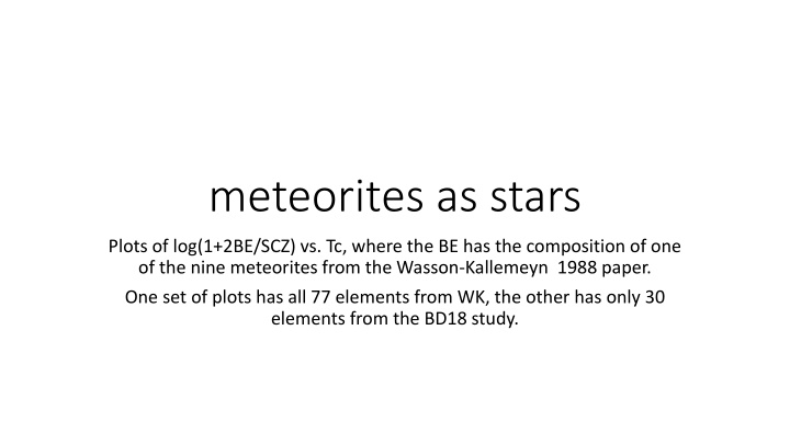 meteorites as stars