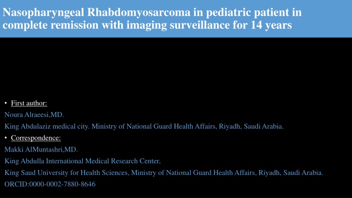 nasopharyngeal rhabdomyosarcoma in pediatric