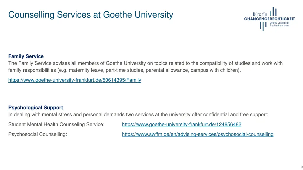 counselling services at goethe university