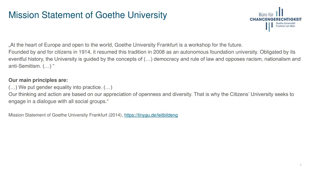 mission statement of goethe university