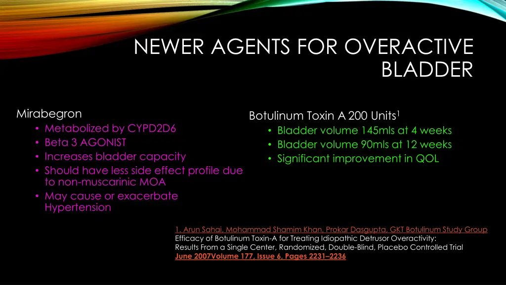 newer agents for overactive