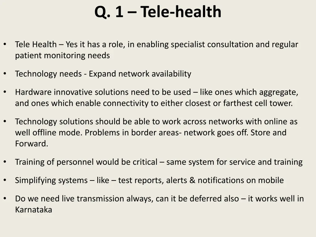 q 1 tele health