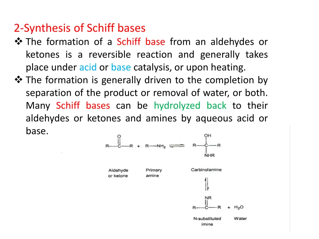 2 synthesis of schiff bases the formation