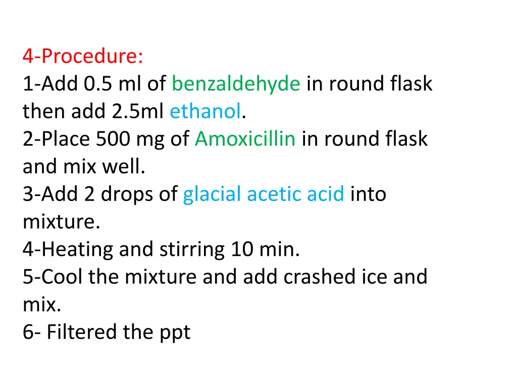 4 procedure 1 add 0 5 ml of benzaldehyde in round