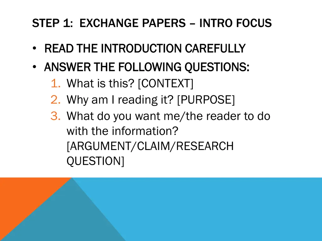step 1 exchange papers intro focus