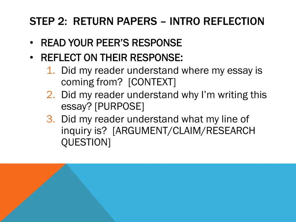 step 2 return papers intro reflection