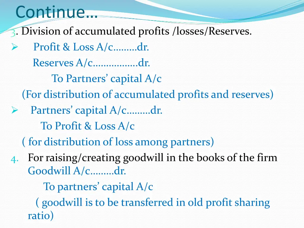 continue 3 division of accumulated profits losses