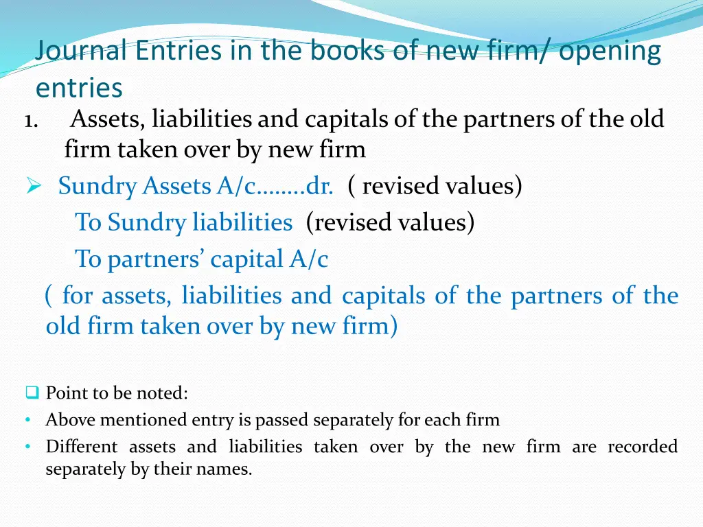 journal entries in the books of new firm opening