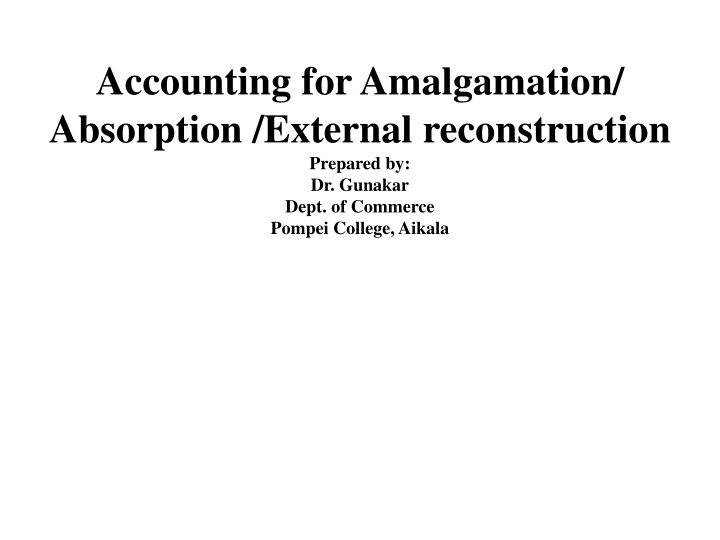 accounting for amalgamation absorption external