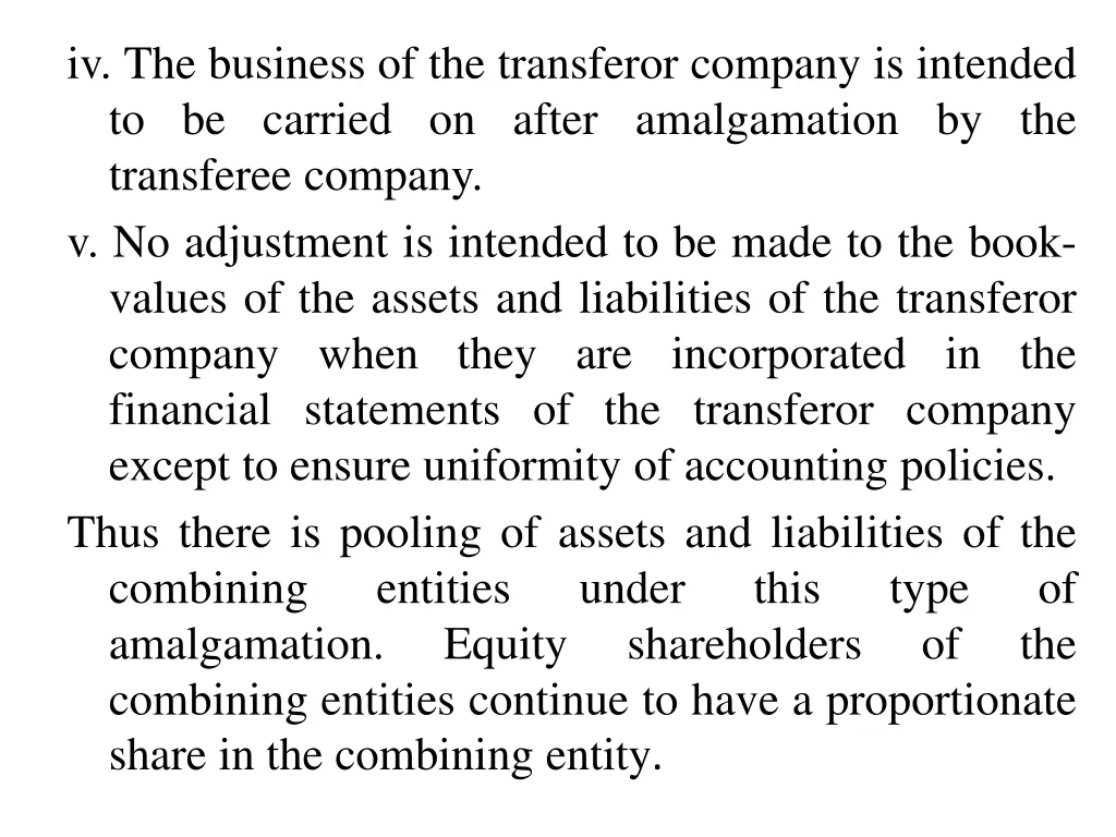 iv the business of the transferor company