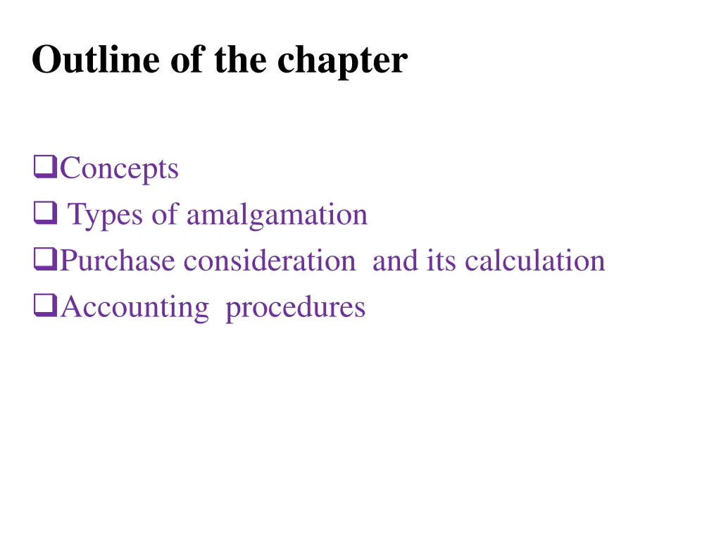 outline of the chapter