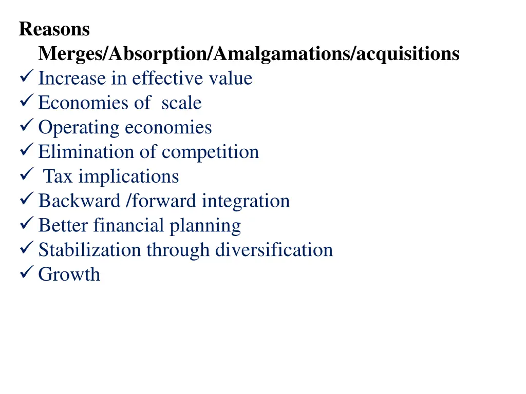 reasons merges absorption amalgamations