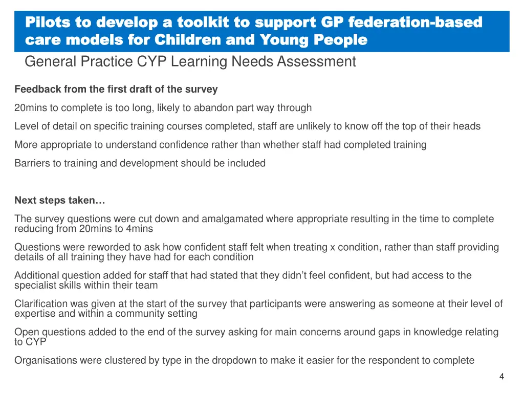 pilots to develop a toolkit to support 2