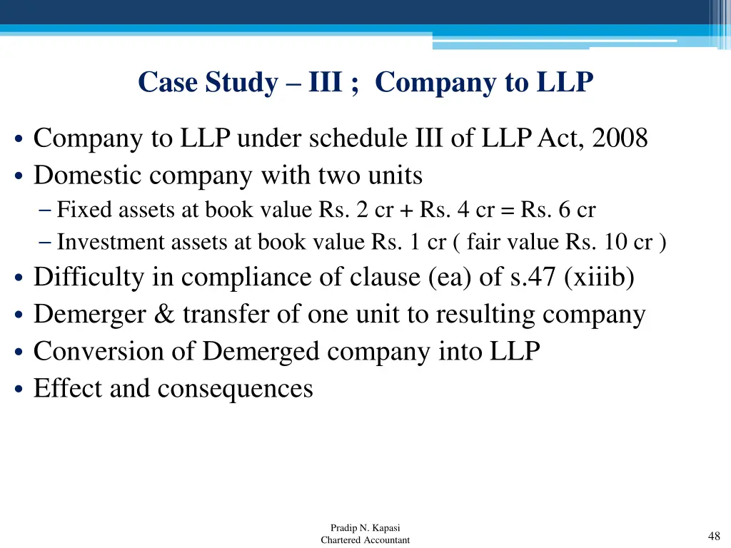 case study iii company to llp
