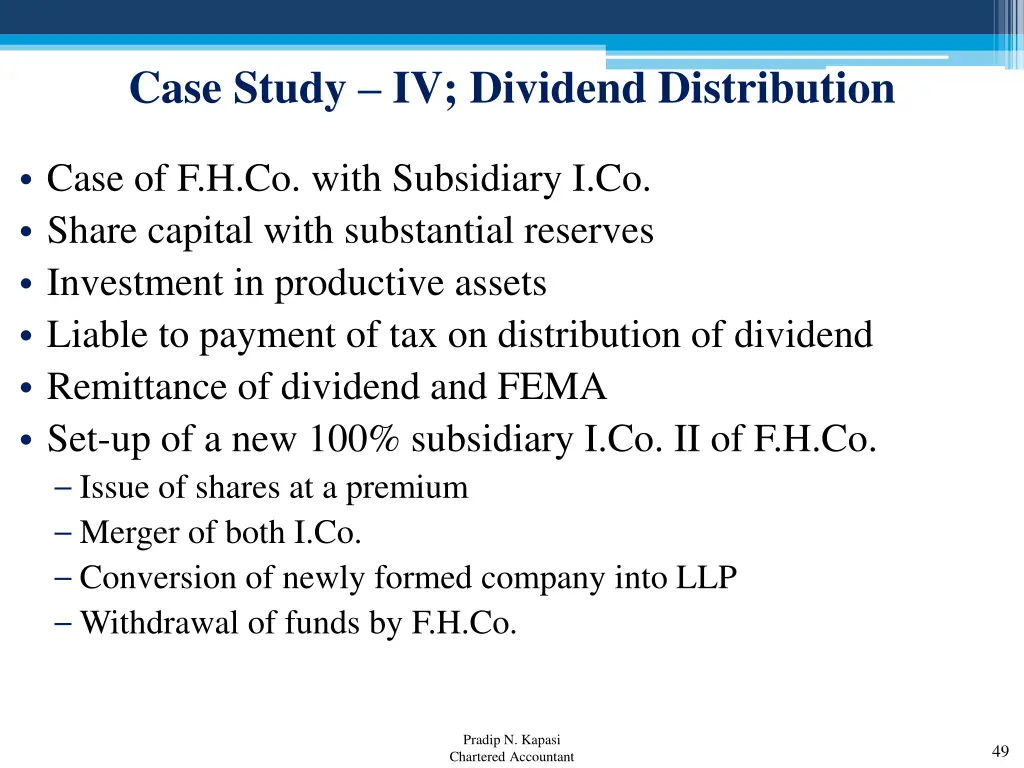case study iv dividend distribution