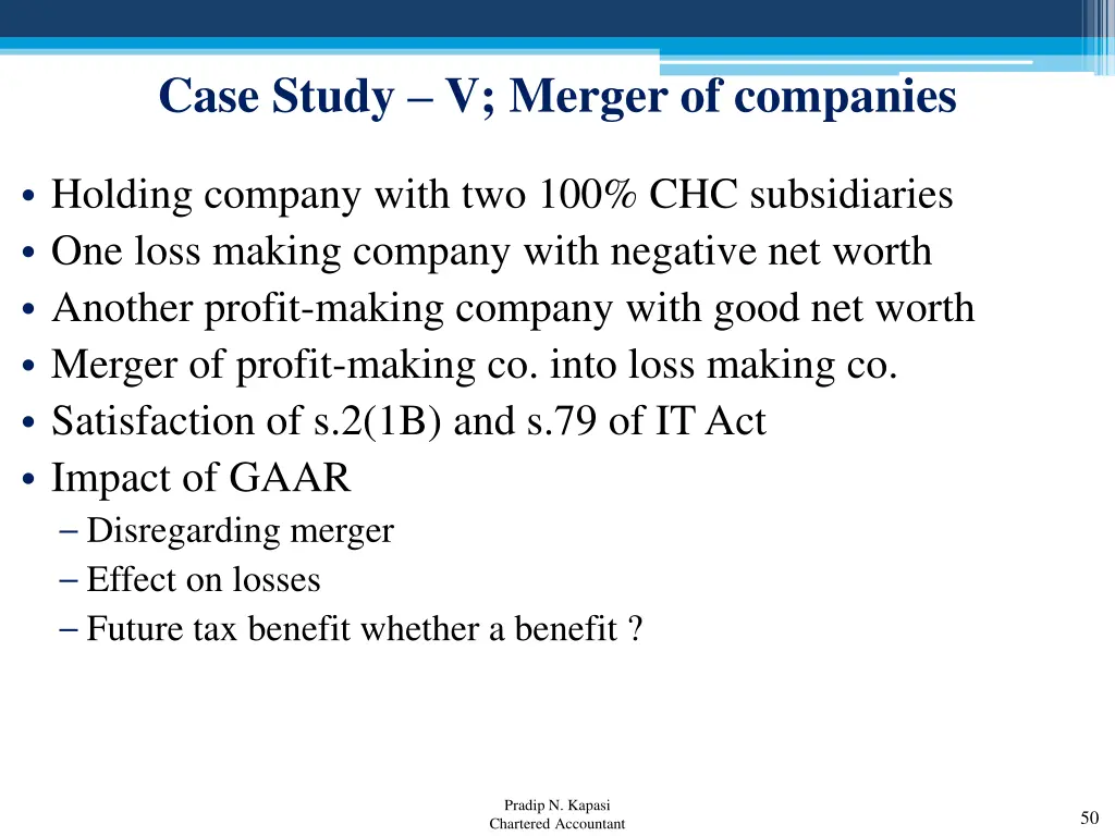 case study v merger of companies