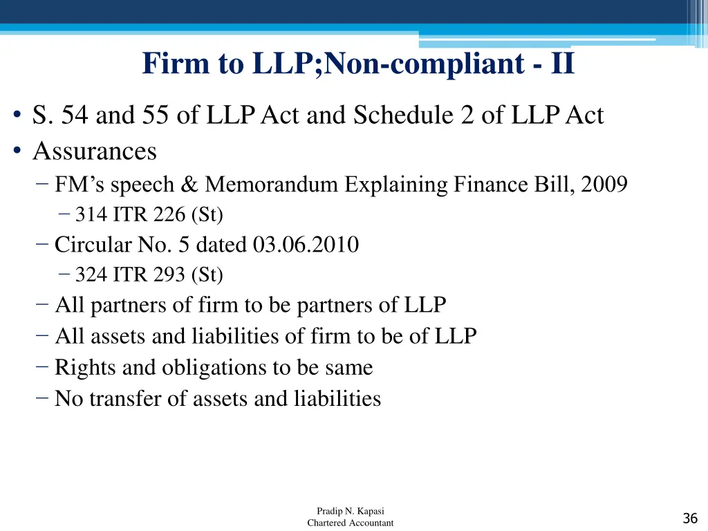 firm to llp non compliant ii
