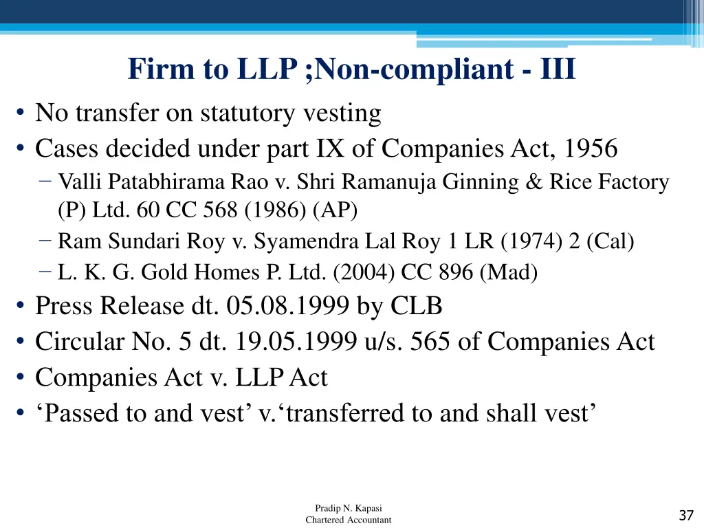 firm to llp non compliant iii no transfer