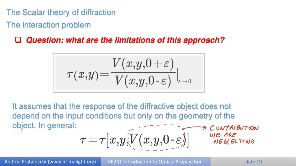 the scalar theory of diffraction the interaction 4