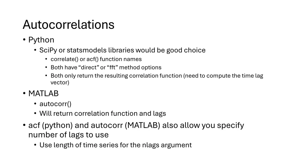 autocorrelations python scipy or statsmodels