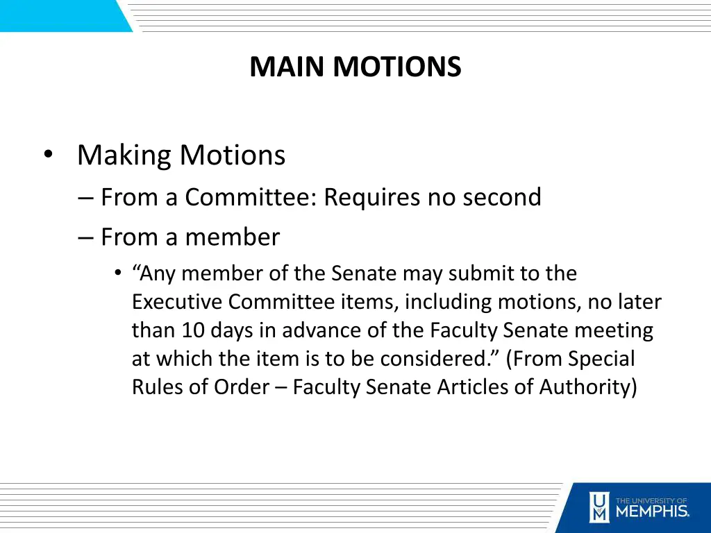 main motions