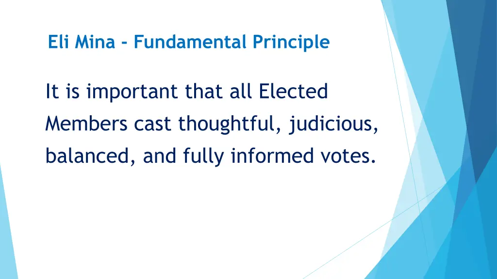 eli mina fundamental principle