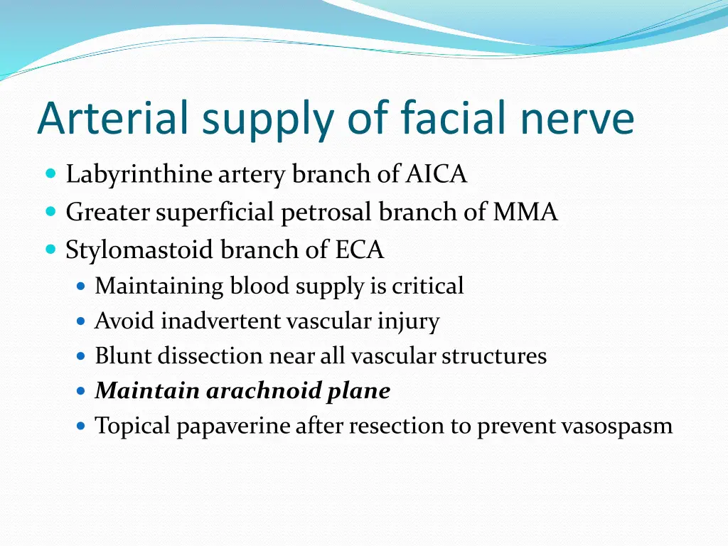 arterial supply of facial nerve