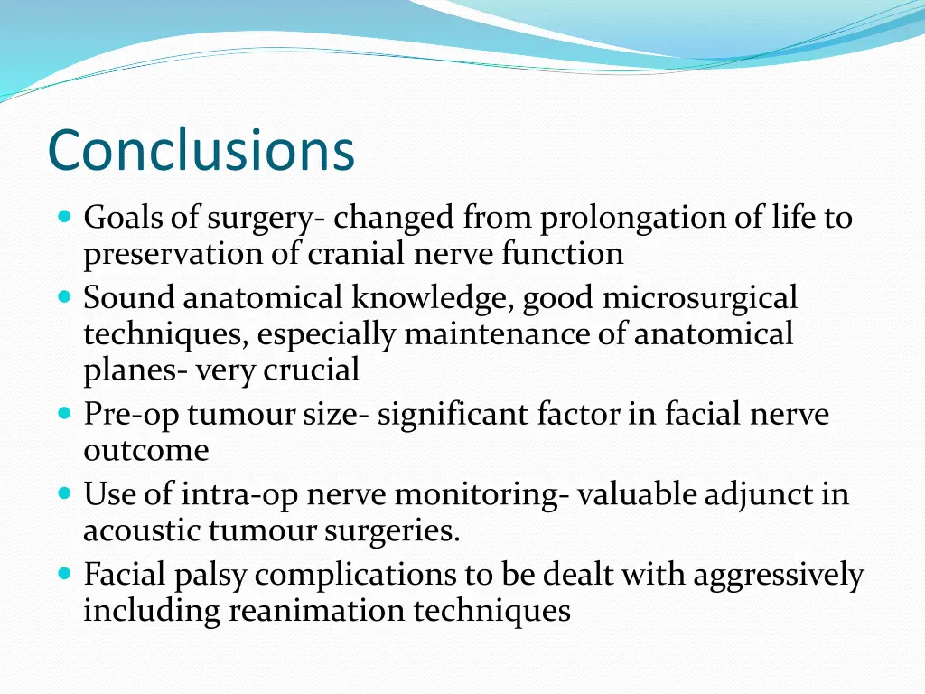 conclusions goals of surgery changed from