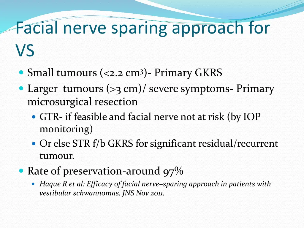 facial nerve sparing approach for vs