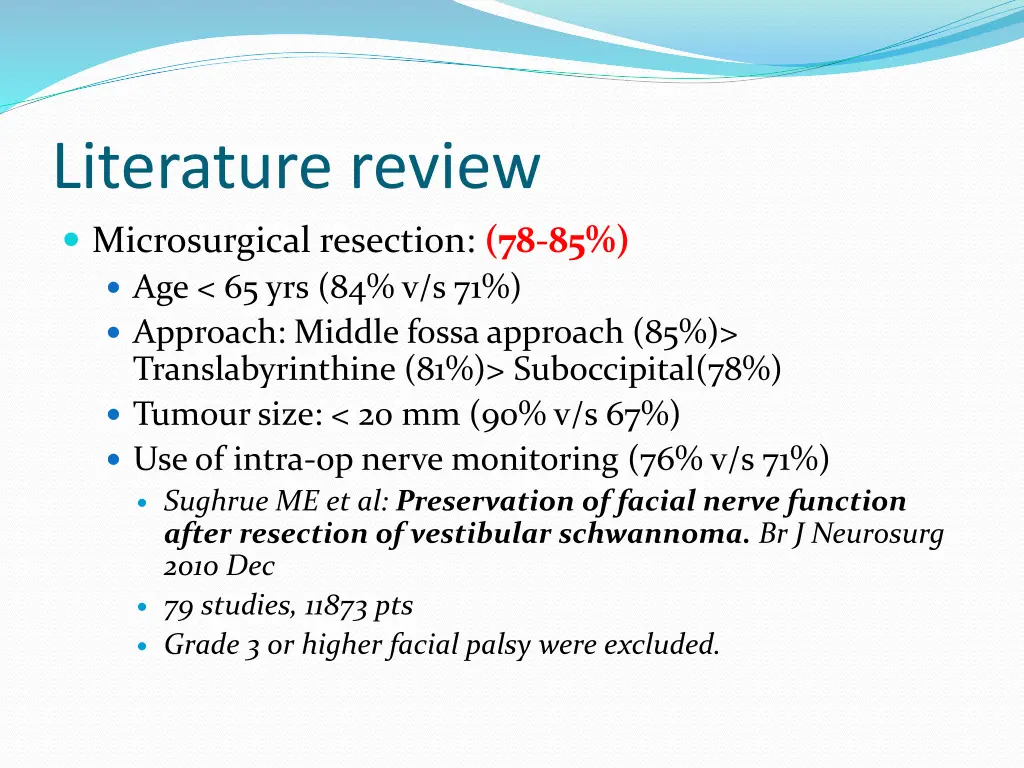 literature review microsurgical resection