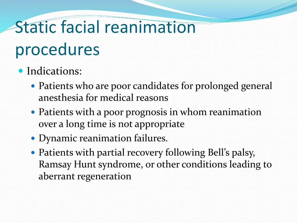 static facial reanimation procedures