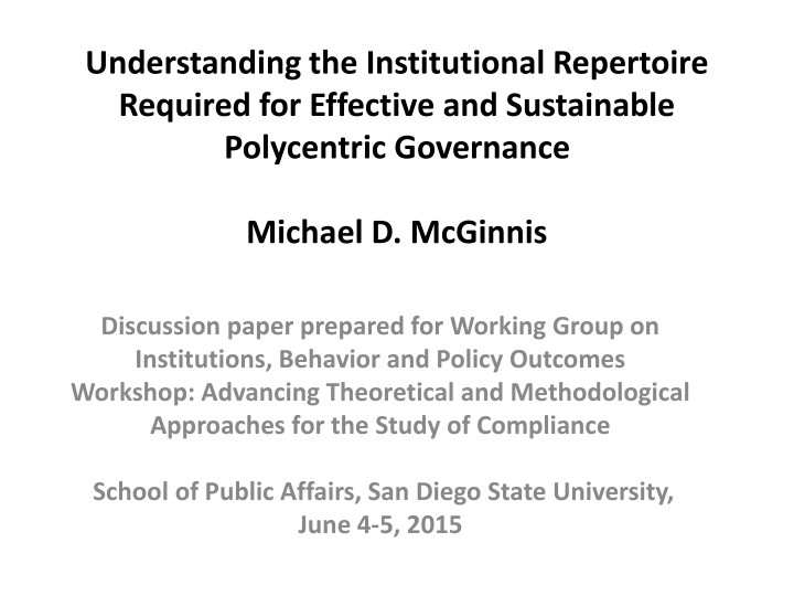 understanding the institutional repertoire