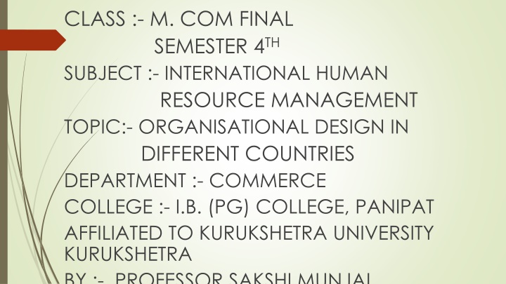 class m com final semester 4 th subject