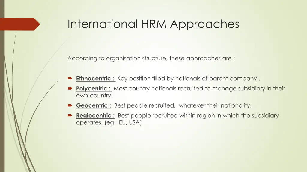 international hrm approaches