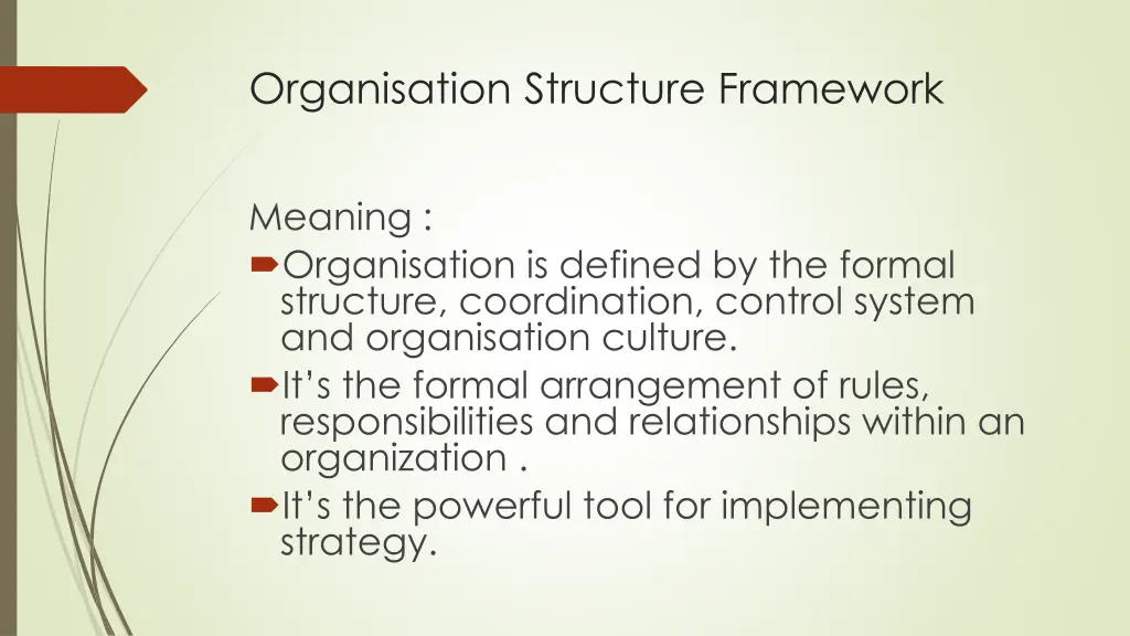 organisation structure framework
