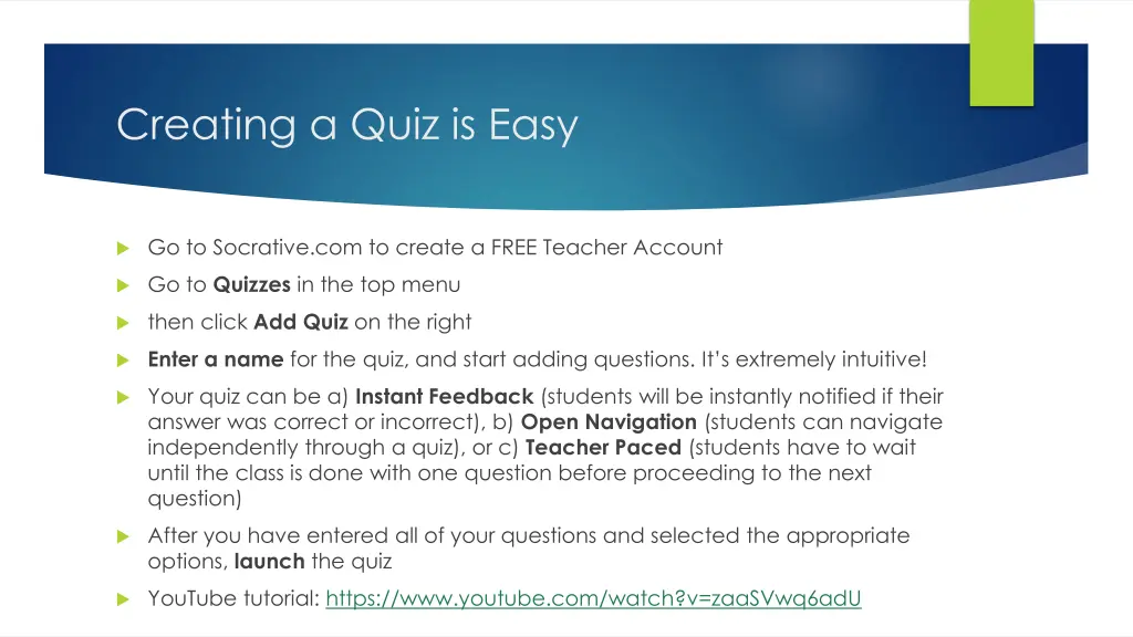 creating a quiz is easy