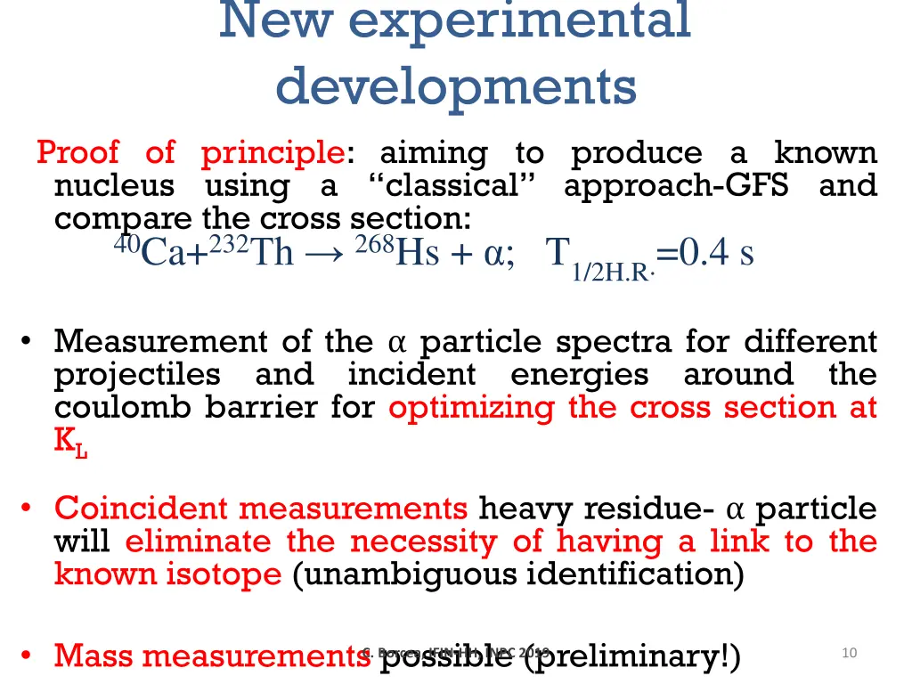 new experimental developments proof of principle