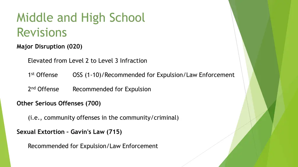 middle and high school revisions