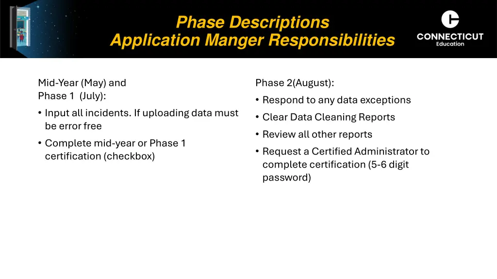 phase descriptions application manger