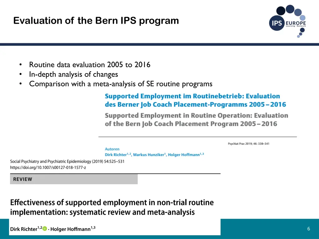 evaluation of the bern ips program