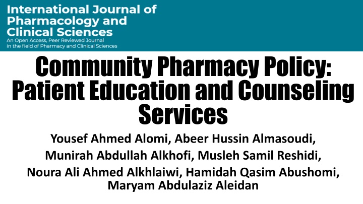 community pharmacy policy patient education