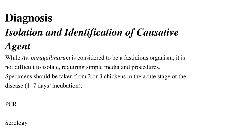 diagnosis isolation and identification