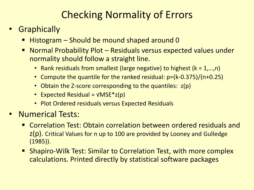 checking normality of errors