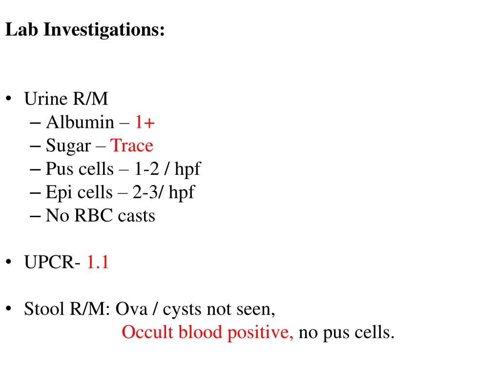 lab investigations