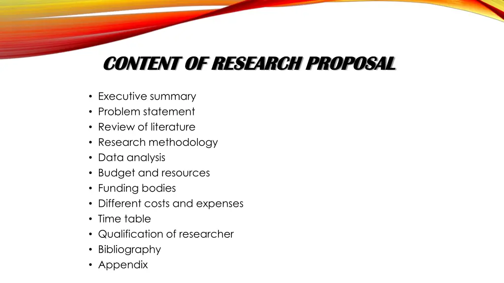 content of research proposal content of research