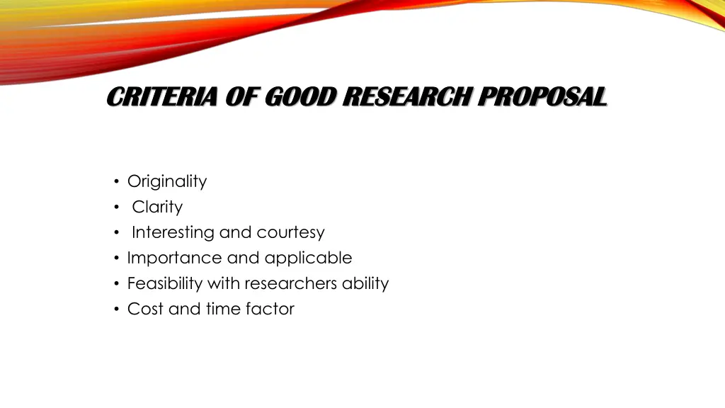 criteria of good research proposal criteria